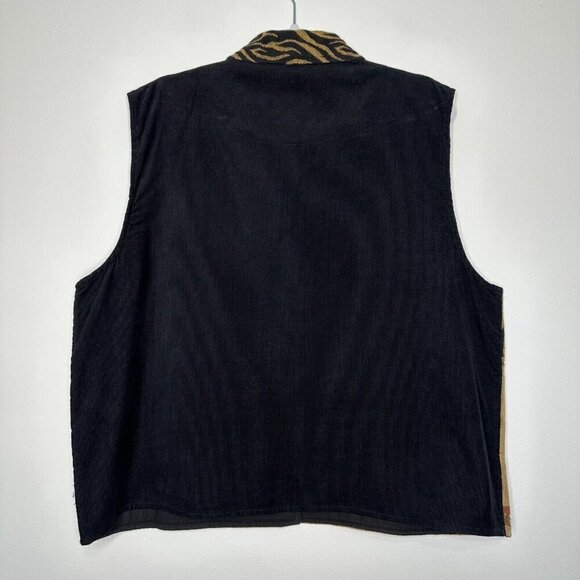 Dress Barn Woman Safari Vest Size 18/20 Cotton Blend Zebra Button up Africa Art - Picture 3 of 7